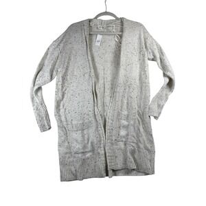 GAP‎ Women's Medium Open Front Duster Cardigan Sweater Speckled Knit Pockets